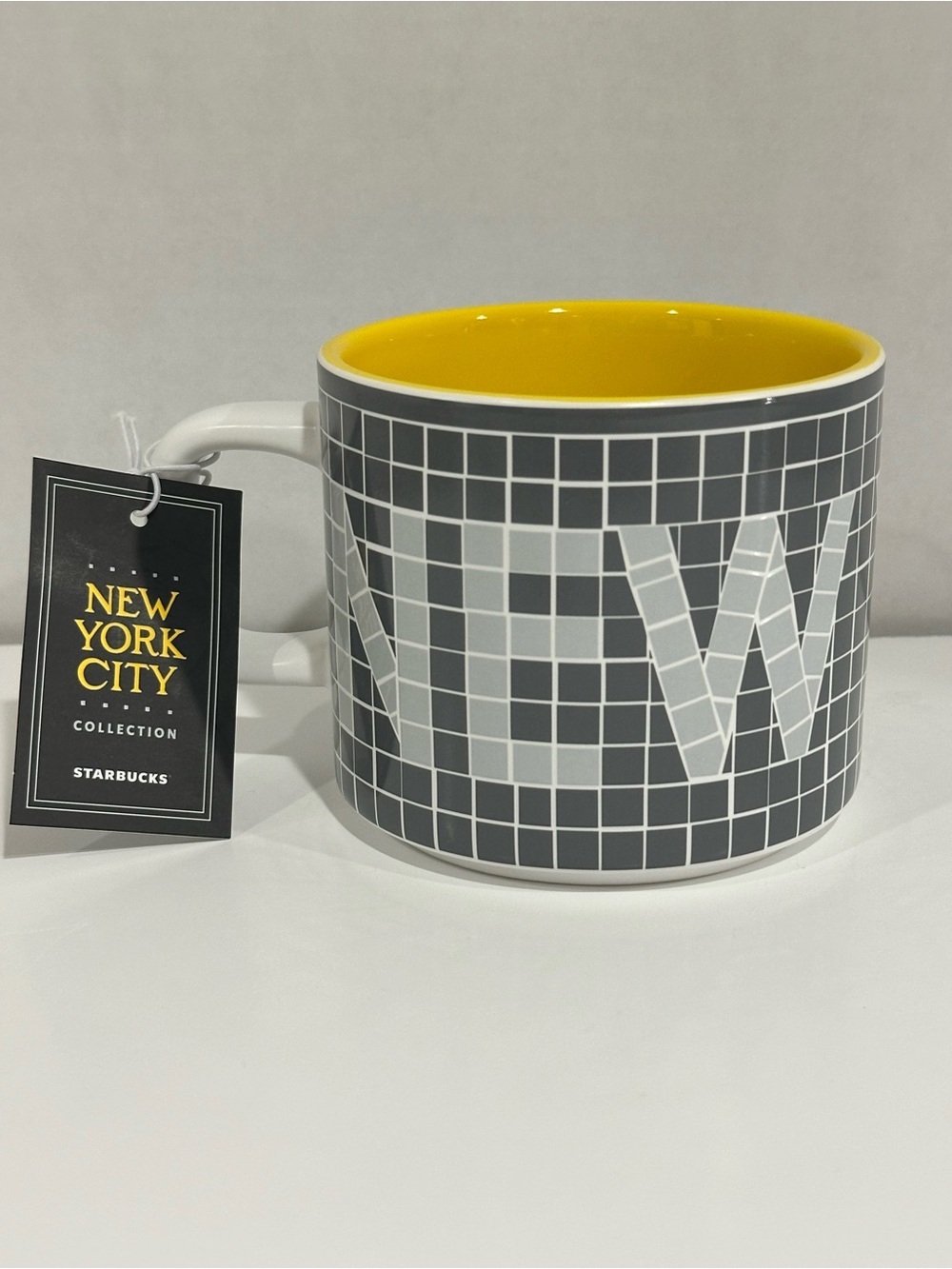 Starbucks New York City Gray Mosaic Mug with Yellow Interior